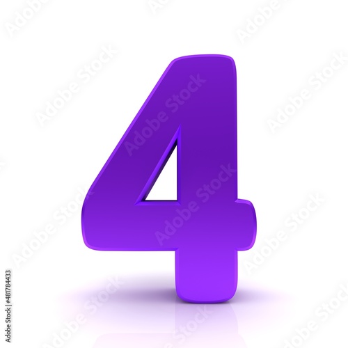 4 four number purple sign lilac 3d