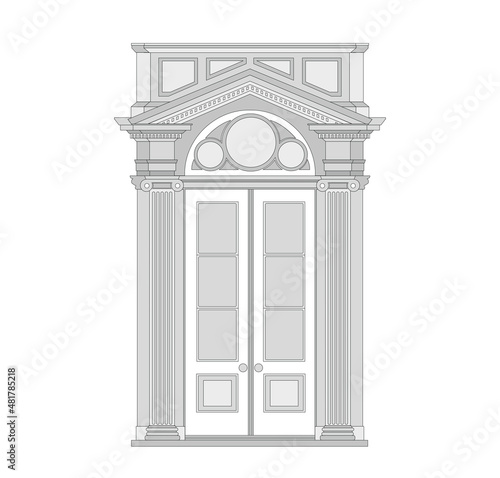 DRAWING OF HISTORICAL BUILDINGS OF VENICE, ANCIENT ITALIAN ARCHITECTURE IN GOTHIC AND NEOCLASSIC STYLE