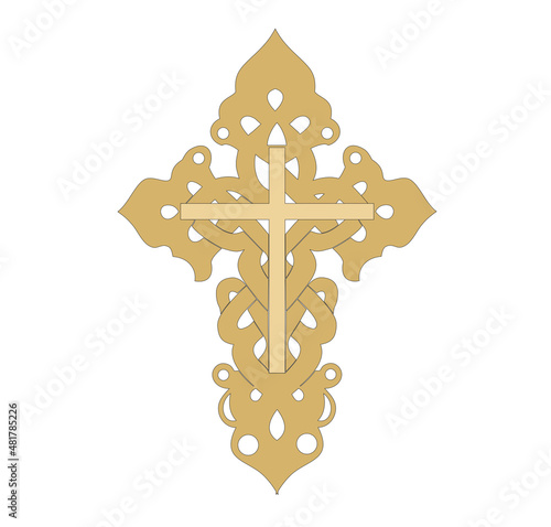 GOLD EMBROIDERY FOR LITURGICAL CLOTHES AND SACRED CEREMONIES. SACRED CATHOLIC SYMBOLS IN ANCIENT STYLE WITH GOLDEN DECORATIONS