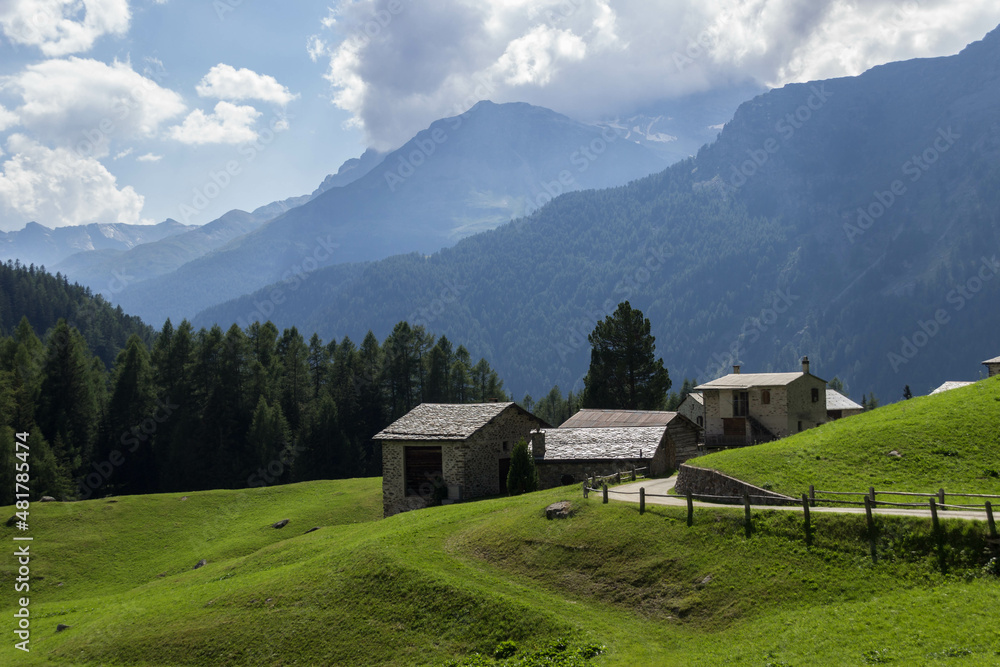Typical Swiss Landscape in Canton of Graubünden, Switzerland.