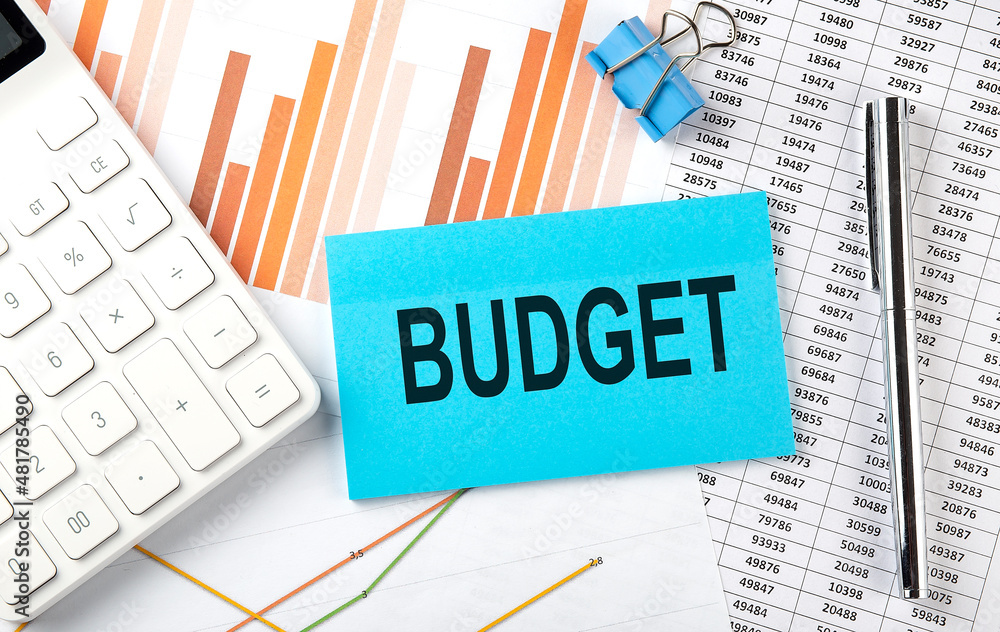 BUDGET text on the sticker on diagram background BUDGET text on the sticker on diagram background