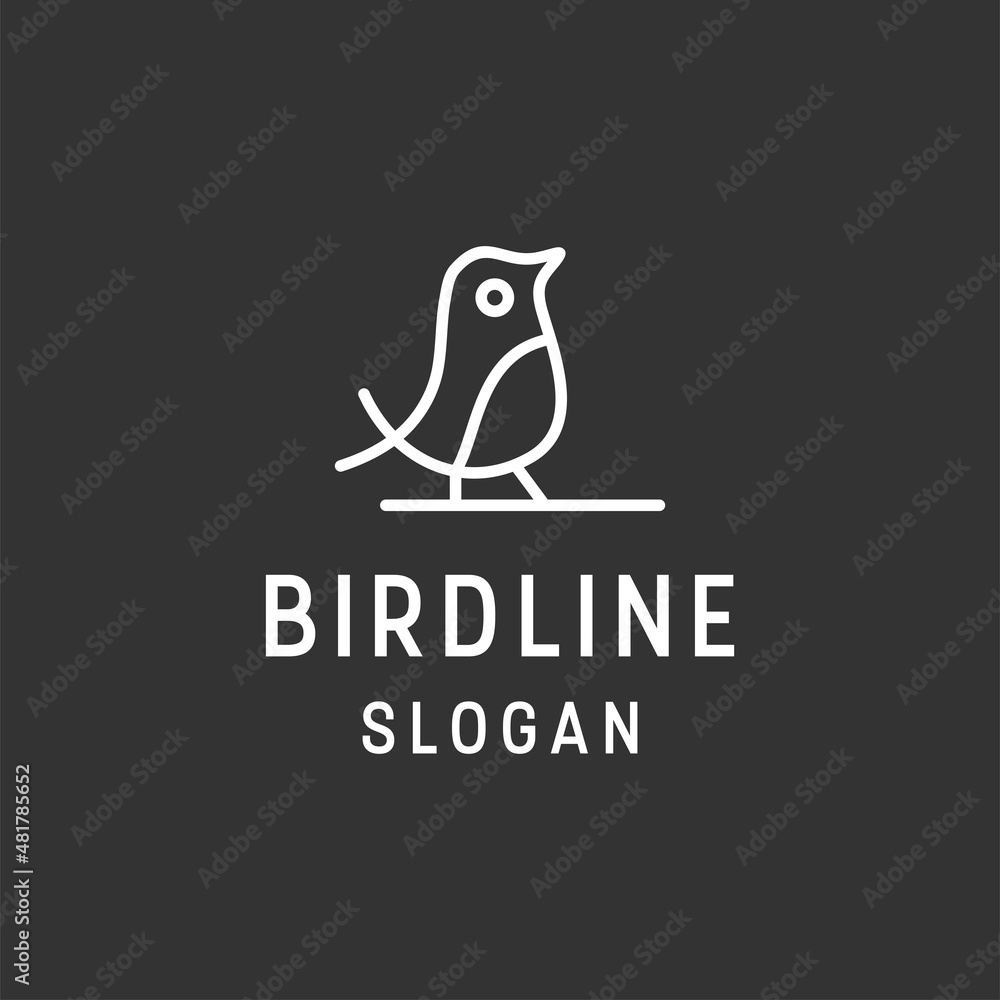 Abstract bird logo design  Creative line symbol icon On black backround