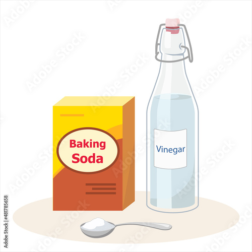 Baking soda and vinegar vector illustration