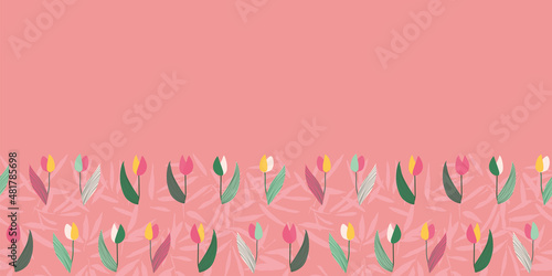 Tulip Flower Frame Border Seamless Pattern