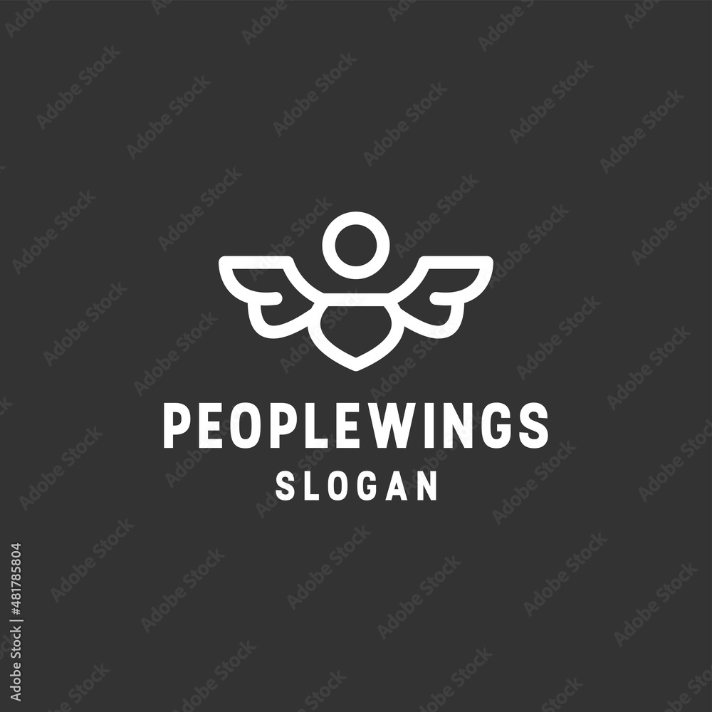 Abstract, luxury logo people wing design template Abstract, creative logo design icon On black backround