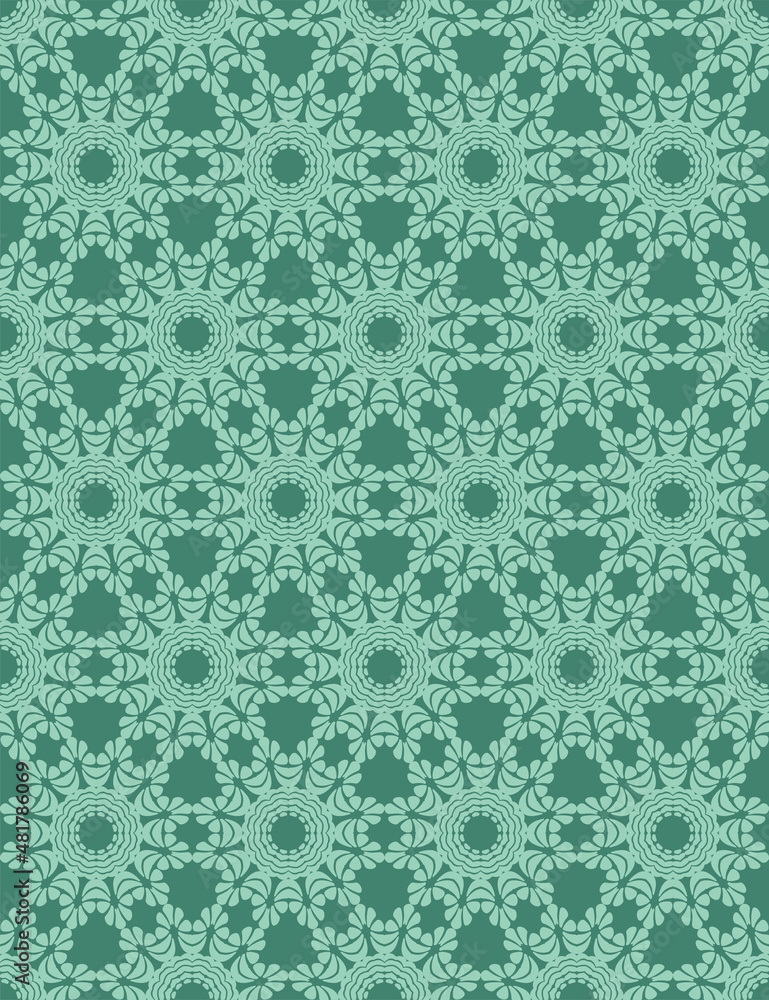 Floral seamless background. Graphic drawing in green tones.