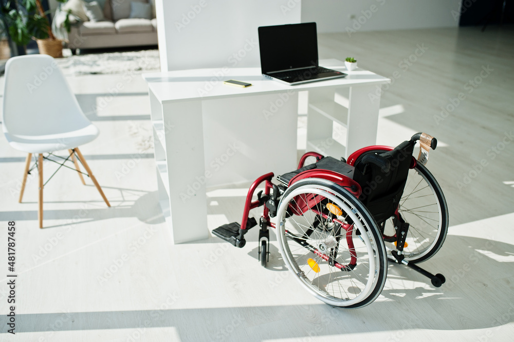 Empty wheelchair at home. Wheel chair indoor. Empty wheelchair at home. Wheel chair indoor.