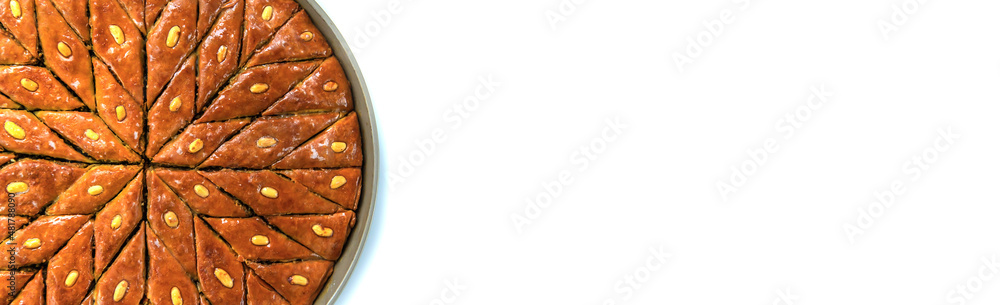 Fototapeta premium Baklava isolate on white background. Selective focus.