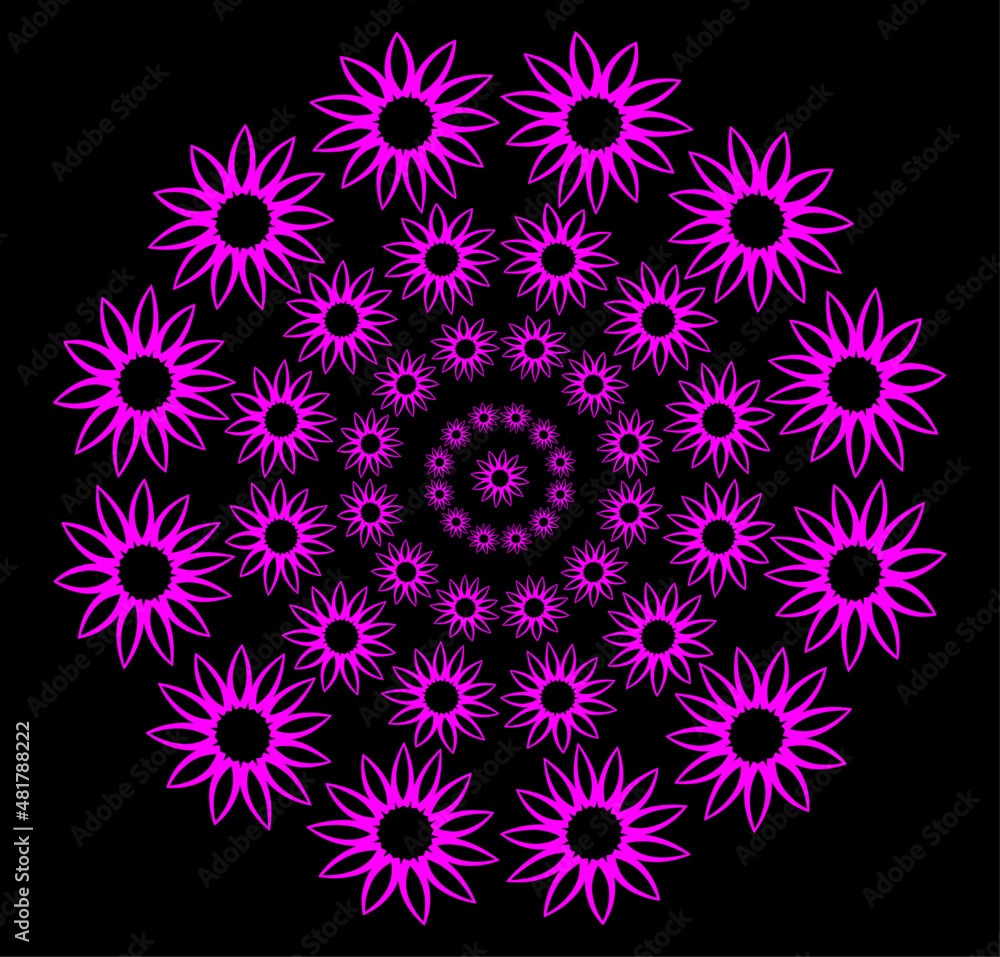 circular pattern with flowers, vector background circular pattern with flowers, vector background