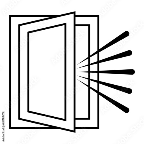 Room ventilation icon, open window icon room ventilation draft sign