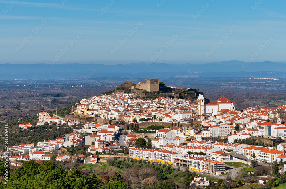 panoramic view of the medieval town of Castelo de Vide in Alentejo, Portugal