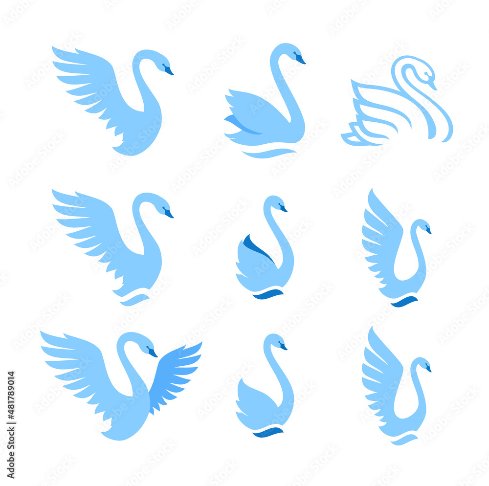 Fototapeta premium Swan symbol set
