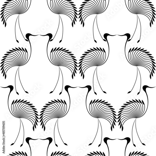 Birds. Seamless oriental pattern. Vector wallpaper.