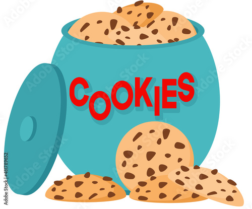 Hand drawn ceramic cookies jar