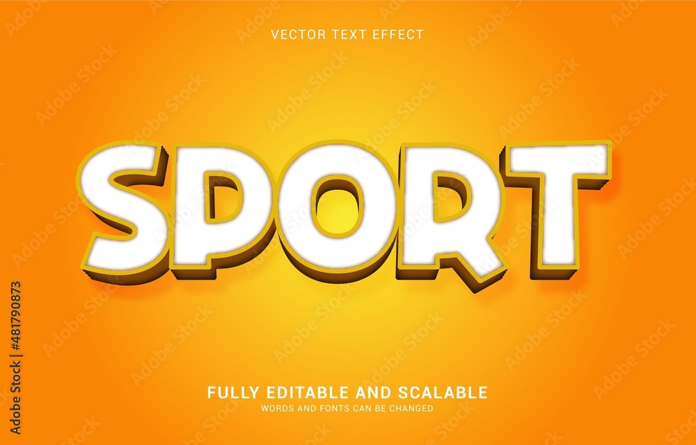 editable text effect, 3D Sport style