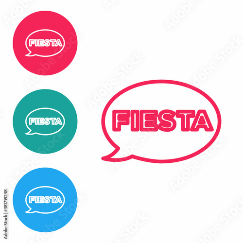 Red line Fiesta icon isolated on white background. Set icons in circle buttons. Vector