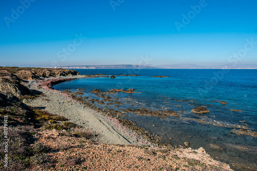 The rocky coast of the ancient island of Tabarca  in the Spanish Mediterranean  in front of Santa Pola  Alicante