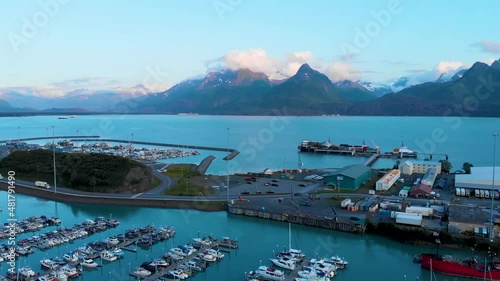 4K Drone Video of Port Valdez in Valdez, Alaska during Sunny Summer Day photo