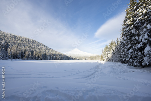 snow covered lake in the mountains © Daniel