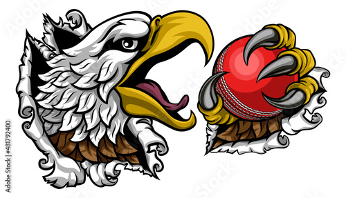 Bald Eagle Hawk Ripping Cricket Ball Mascot