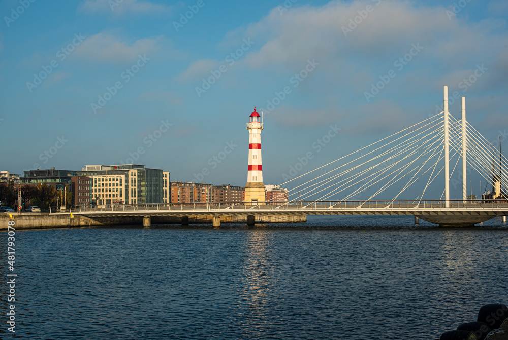 bridge over the river and lighthouse 