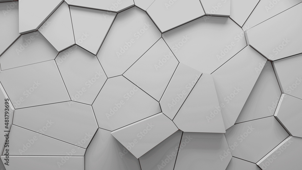 Abstract blue extruded voronoi blocks background. Minimal light clean corporate wall. 3D geometric surface illustration. Polygonal elements displacement Abstract blue extruded voronoi blocks background. Minimal light clean corporate wall. 3D geometric surface illustration. Polygonal elements displacement