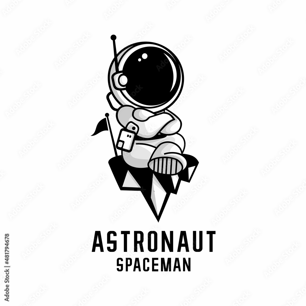 astronaut cartoon illustration vector, spaceman vector