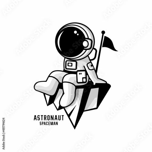astronaut cartoon illustration vector, spaceman vector