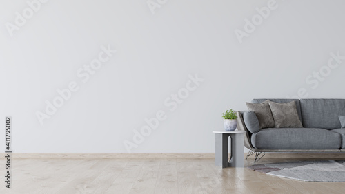 Stanza vuota con divano e tavolino di design photo