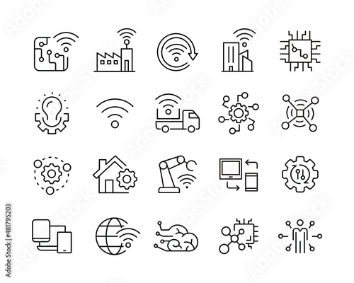 Internet of Things Icons - Vector Line. Editable Stroke. Vector Graphic