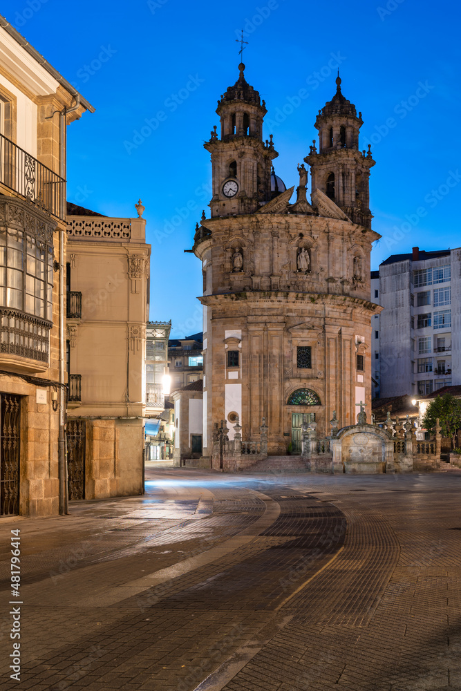 Facade of the Baroque Church of the Peregrina in Pontevedra, Galicia, Spain.