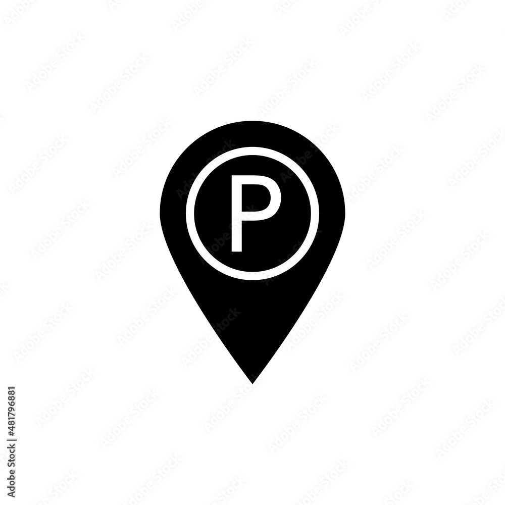 Black Map pointer with car parking icon Black Map pointer with car parking icon