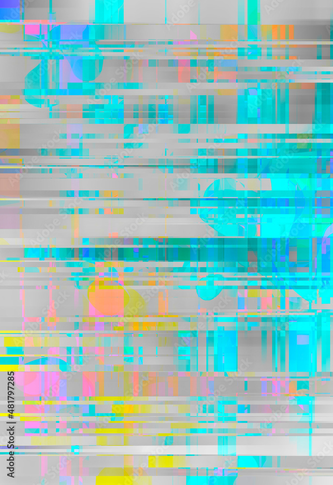 Obraz premium glitch art background with bright neon pixels
