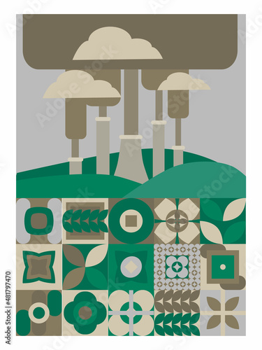 Neo geometry set. Environmental pollution. Environmental protection, ecology and green energy. vector modern poster