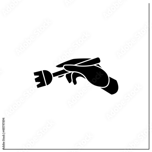 Brush glyph icon. Silicone basting. Spread butter, oil or glaze on food. Cooking utensils. Kitchen tools concept. Filled flat sign. Isolated silhouette vector illustration
