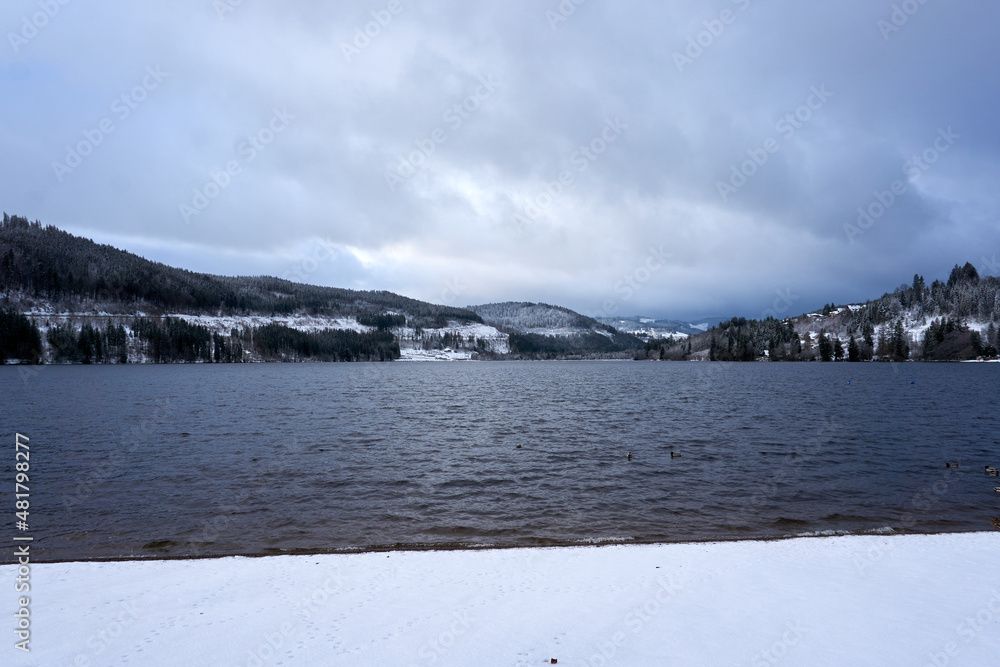 famous titisee lake in winter in the black forest germany