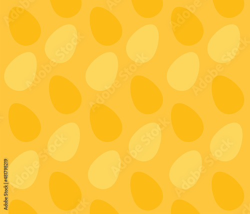 Vector seamless pattern with decorative eggs. Easter holiday yellow background for the site, printing on fabric, gift wrapping and wallpaper	
