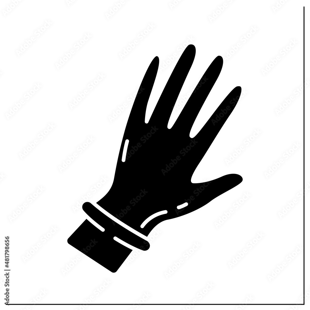 Obraz premium Medical gloves glyph icon.Personal protective equipment. Barrier between person and germs. Medical PPE concept. Filled flat sign. Isolated silhouette vector illustration