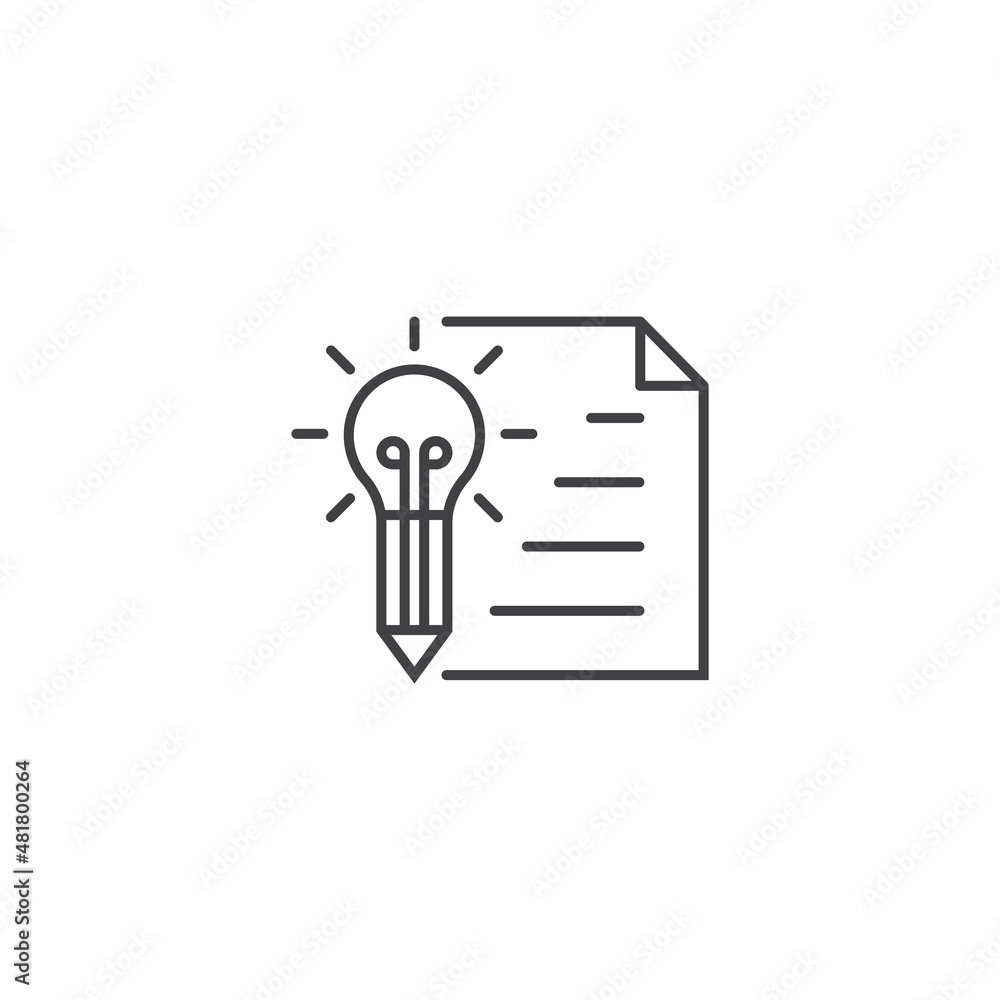 Creative writing, document with pencil light bulb. Vector icon template Creative writing, document with pencil light bulb. Vector icon template