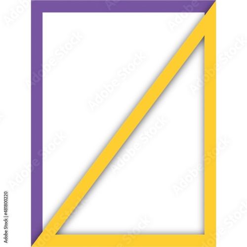 Free Download Abstract purple rectangle frame with a yellow diagonal line forming a right triangle, isolated on white background - GFXLoad