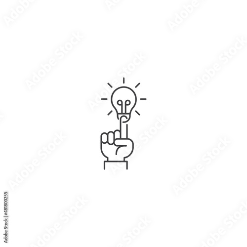 Have a creative idea concept, business, hand pointing up lightbulb. Vector icon template