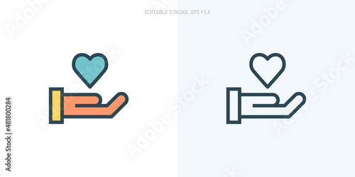 Compassion icon for your website, logo, app, UI, product print. Compassion concept flat Silhouette vector illustration icon. Editable stroke icons set