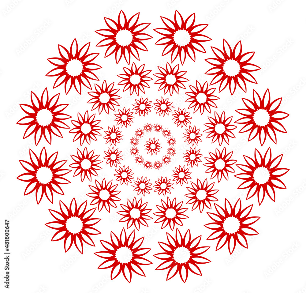 circular pattern with flowers, vector background