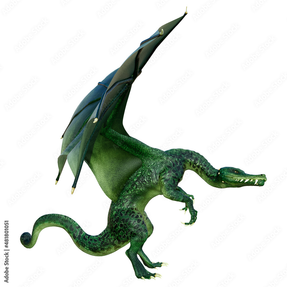 Fototapeta premium 3D Rendering Fairy Tale Dragon on White