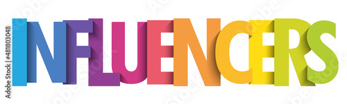 INFLUENCERS colorful vector typography banner with colorful dots