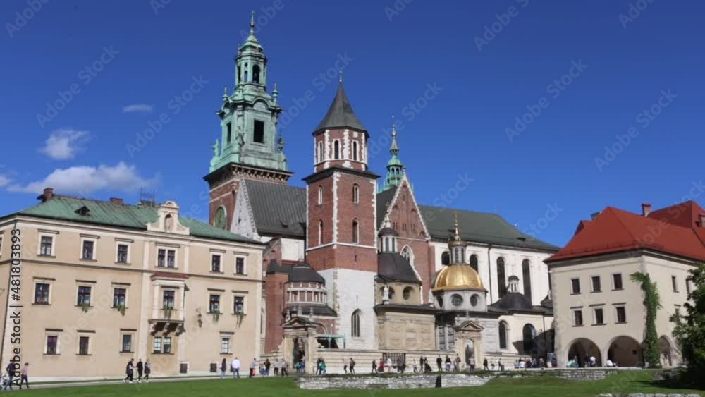 Cracow, Malopolska/Poland - 04.10.2020: Wawel, royal castle on Wawel Hill. The royal archcathedral basilica of saints Stanislaus and Wenceslaus. Outer yard. Cracow, Malopolska/Poland - 04.10.2020: Wawel, royal castle on Wawel Hill. The royal archcathedral basilica of saints Stanislaus and Wenceslaus. Outer yard.