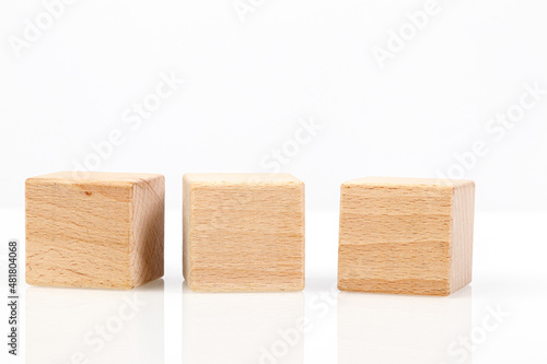 Wooden cubes on a white background