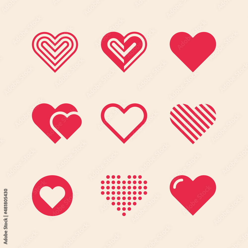 Heart Icon Set Collection. Element for Valentine, Love, Wedding, Engagement, Family, Together, Non Profit Community Organization, Charity, etc. Premium Vector Icon Template Design