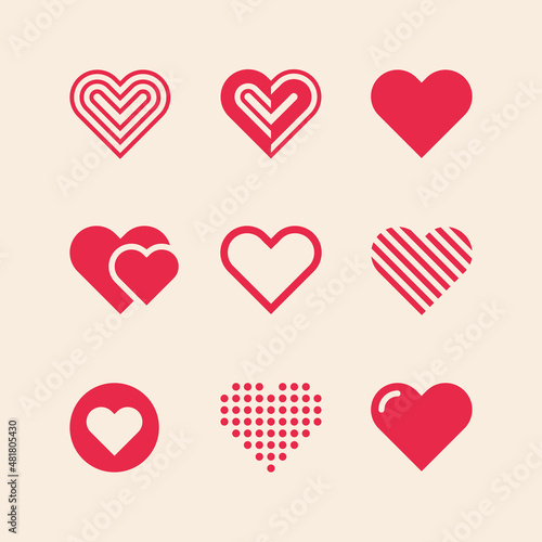 Heart Icon Set Collection. Element for Valentine, Love, Wedding, Engagement, Family, Together, Non Profit Community Organization, Charity, etc. Premium Vector Icon Template Design