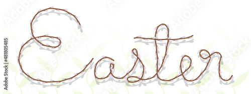 easter sign text lettering willow horizontal banner